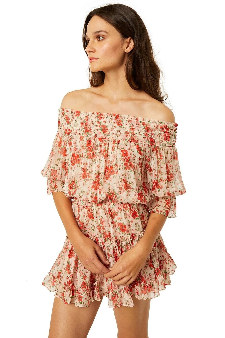 Misa Los Angeles Women's Size XS Pink Floral Poppy Allover Darla Mini Dress